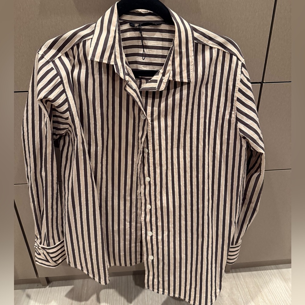 Zara Black and White Striped Women's Shirt